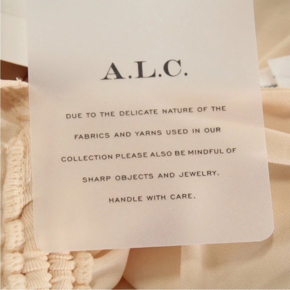 A.L.C. NWT NINA Ruched Top Cream W/Wood Bead Detail SIZE L - Picture 5 of 7